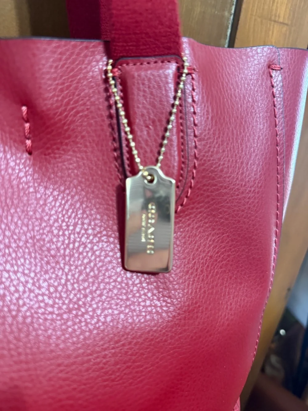 NWT Coach Leather Darby Tote in Red